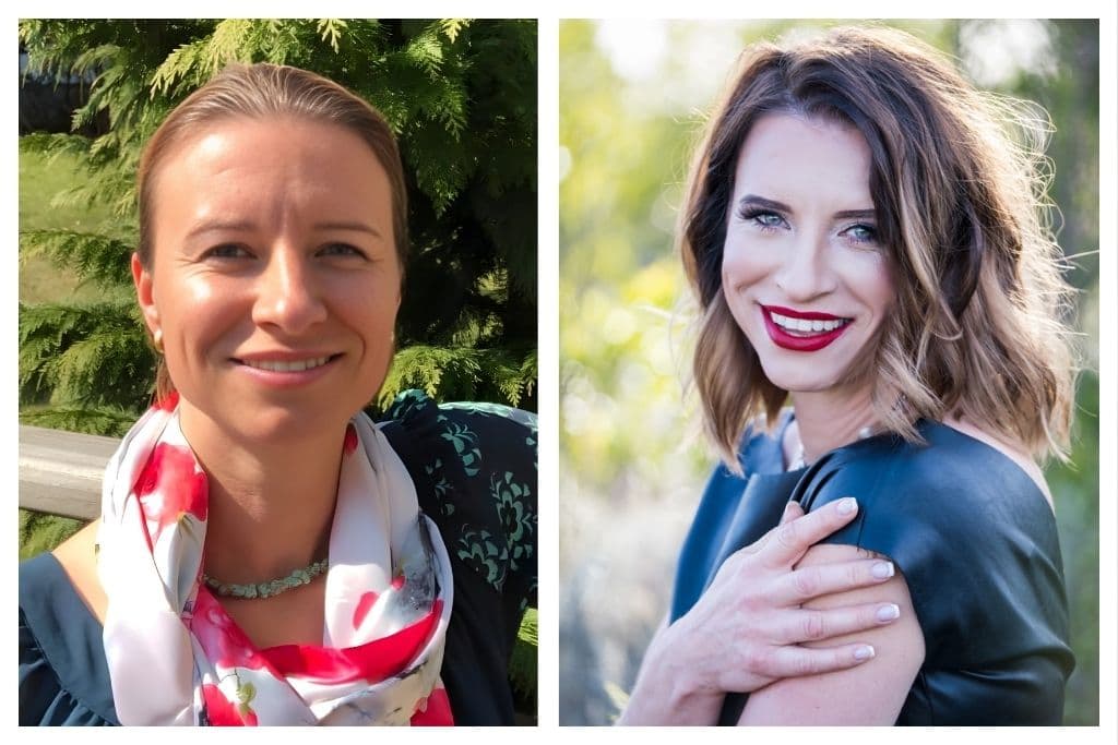 Linda Paige client before-and-after: casual scarf to confident leather-and-red-lip polish