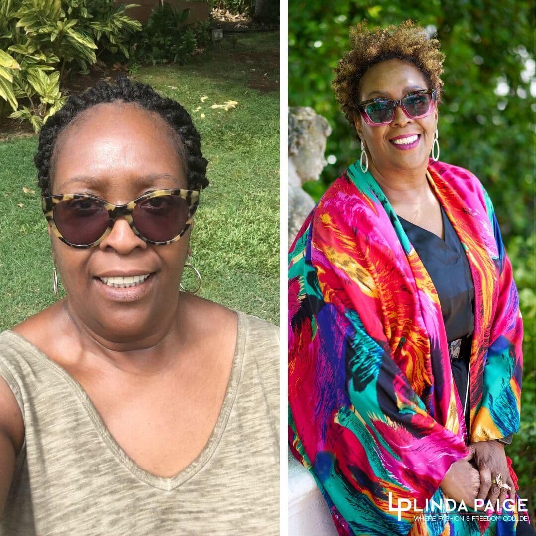 Linda Paige client before-and-after: everyday look to elevated confidence